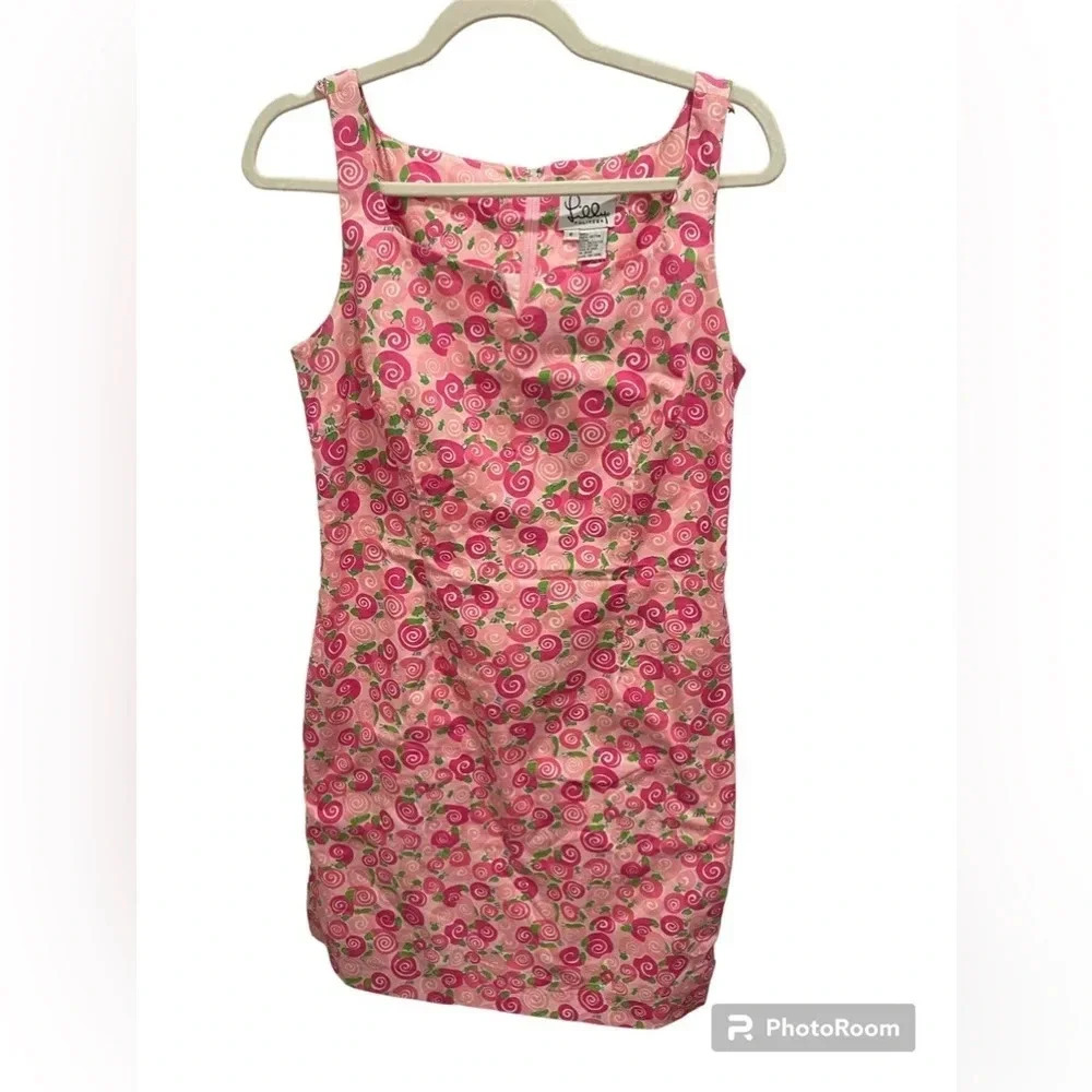 💖 Lilly Pulitzer Pink Rosette Shift Dress Size 8 –‎ White Label Classic 🌸✨